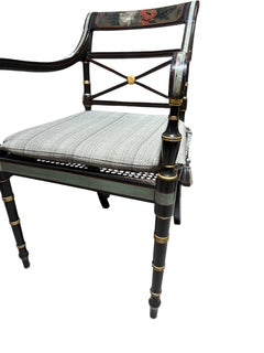 Pair of Chairs with Decorative Back Rest and Woven Seat