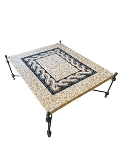 Marble Mosaic Top Coffee Table Metal Legs