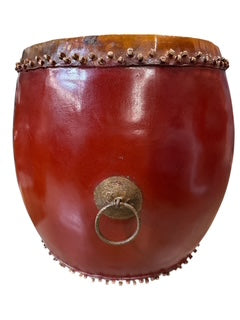 Large Chinese Red Lacquer Drum