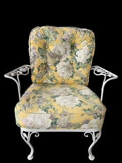 Woodard Chantilly Rose White Painted Iron Armchair and Ottoman