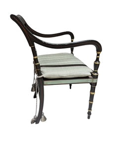 Pair of Chairs with Decorative Back Rest and Woven Seat