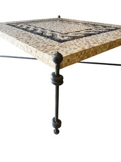 Marble Mosaic Top Coffee Table Metal Legs