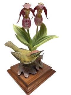 Royal Worcester- Oven Bird and Ladys Slipper Orchid