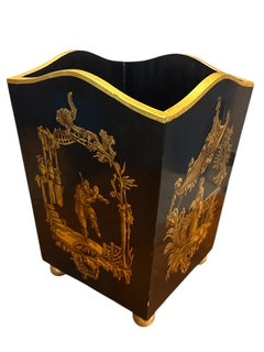 Chinoiserie Wood Wastepaper Basket