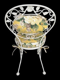 Woodard Chantilly Rose White Painted Iron Dining Table and Four Chairs