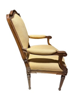 French Wood Frame Fauteuil