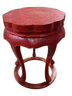 Red Lacquered Chinese Qing Dynasty Style Stool