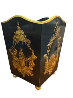 Chinoiserie Wood Wastepaper Basket