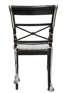 Pair of Chairs with Decorative Back Rest and Woven Seat