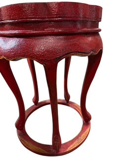 Red Lacquered Chinese Qing Dynasty Style Stool