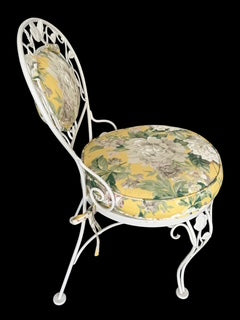 Woodard Chantilly Rose White Painted Iron Dining Table and Four Chairs