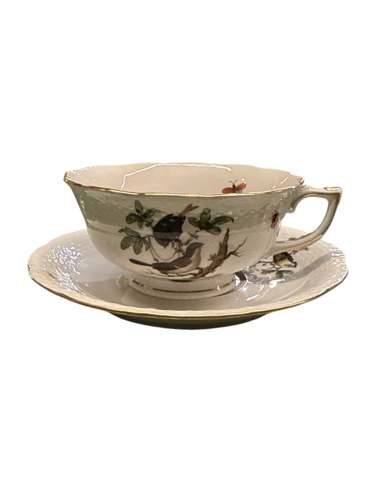 Set of Twelve Herend 'Rothshild Bird' Cups and Saucers