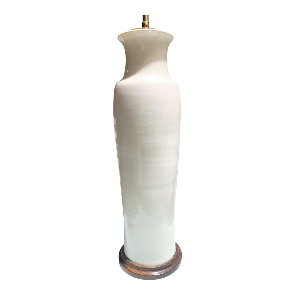 Chin de Blanc Cylinder Lamp Woodo Base