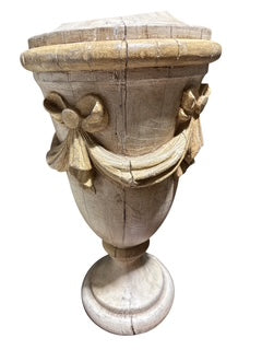 Large Single Swag Urn Wood Lamp