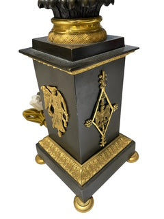 Continental Gilt and Patinated Bronze Column Lamp w/Eagle and Winged Woman w/Trumpet
