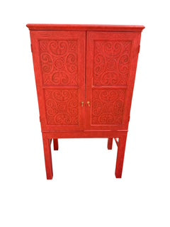 Chinese Style Red Carved Cabinet