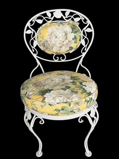 Woodard Chantilly Rose White Painted Iron Dining Table and Four Chairs