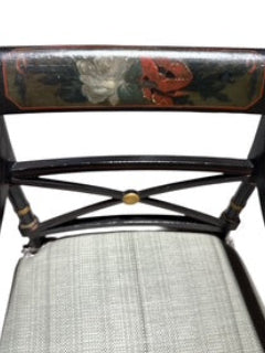 Pair of Chairs with Decorative Back Rest and Woven Seat