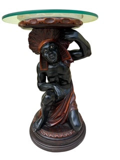 Pair Wood Blackamoor Plant Stand or Side Tables
