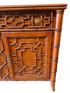 Chippendale Style Faux Bamboo Server/Cabinet by Maitland Smith Brighton Pavillion Style