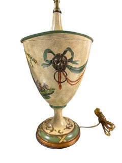 Pair Antique Painted Tole Lamps