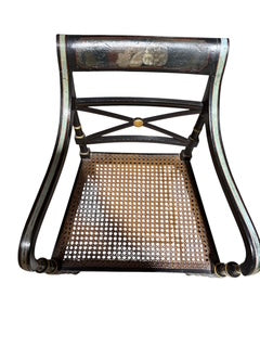 Pair of Chairs with Decorative Back Rest and Woven Seat