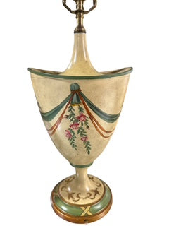 Pair Antique Painted Tole Lamps