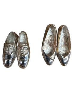 Set of Six Silver Ladies Shoe Place Card Holders