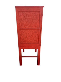 Chinese Style Red Carved Cabinet
