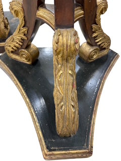 Pair Unusual Scottish Regency Style Parcel Gilt Ebonized Mahogany Jardinieres