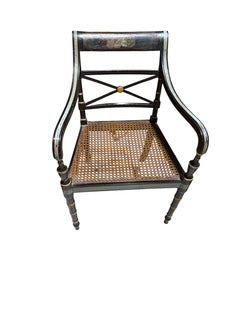 Pair of Chairs with Decorative Back Rest and Woven Seat