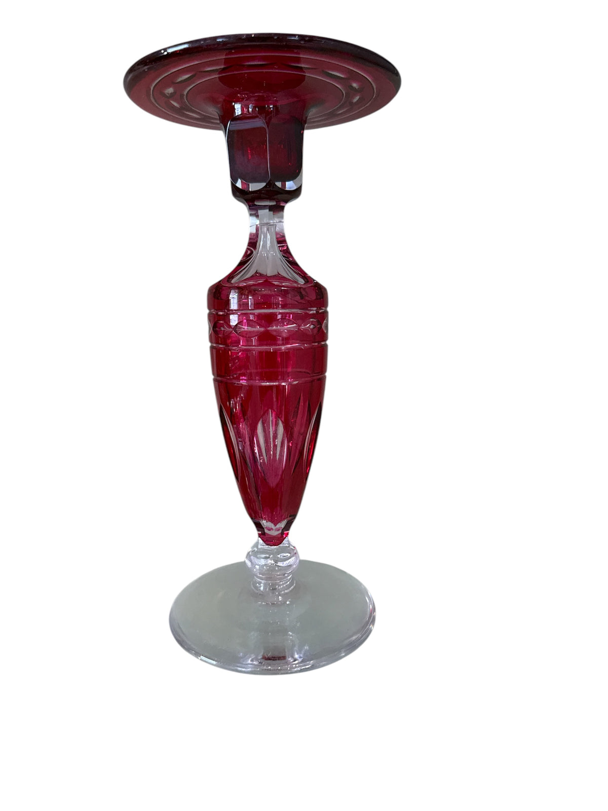 Three PieceCranberry Center Bowl and Candlesticks