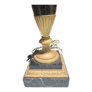 Verdi Green Classical Style Marble Lamp with Gilt Swans