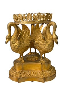 Pair Russian Gilt Bronze & Crystal Center Bowls