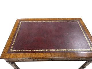 Pair Chippendale Style Side Tables w/Leather Tops