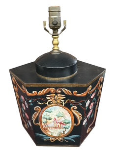 Pair Tea Caddy Black Painted Lamps