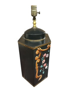 Pair Tea Caddy Black Painted Lamps