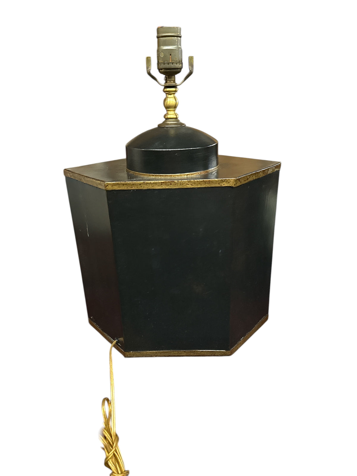 Pair Tea Caddy Black Painted Lamps