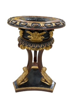 Pair Unusual Scottish Regency Style Parcel Gilt Ebonized Mahogany Jardinieres
