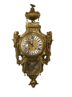 Gilt Bronze Wall Clock - Lion-Urn