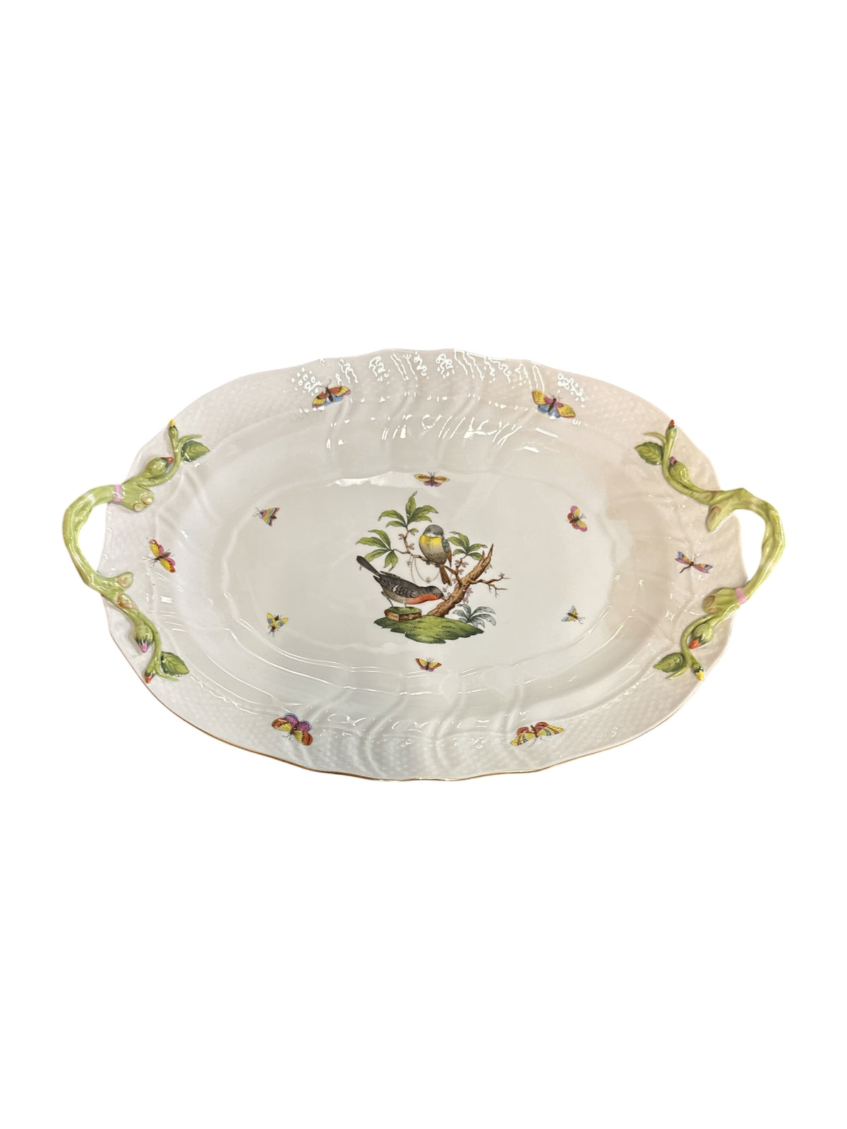 Herend Rothshild Bird - Oval Serving Plate with Handles 16"