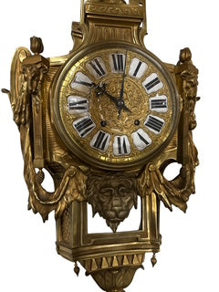 Gilt Bronze Wall Clock - Lion-Urn