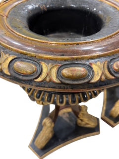 Pair Unusual Scottish Regency Style Parcel Gilt Ebonized Mahogany Jardinieres
