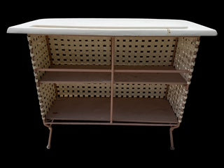 Vintage Keller Scroll Aluminum X Campaign Director Bar and Two Stools