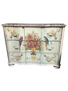 Large Painted Parrot Motif Commode by Habersham The Plaza Collection