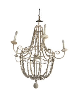Large Cream Wood Bead Chandelier