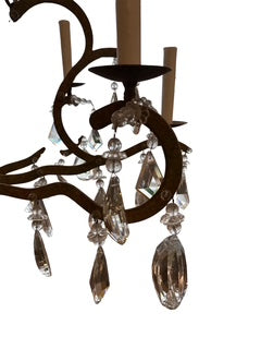 Eight Light Painted Metal- Crystal Chandelier