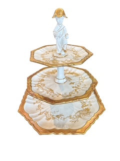 Mottahedeh White and Gold  Porcelain Three Tier Server