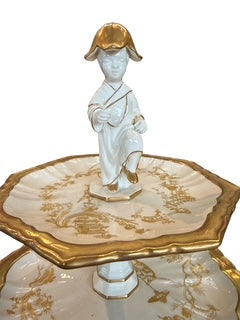 Mottahedeh White and Gold  Porcelain Three Tier Server