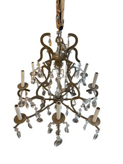 Eight Light Painted Metal- Crystal Chandelier